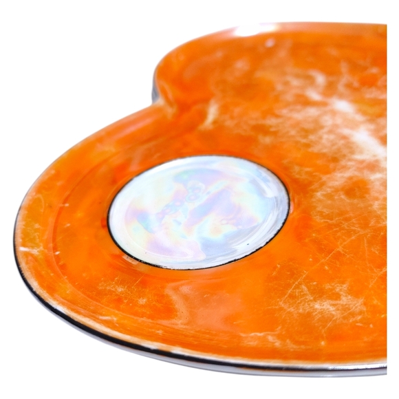 Vintage 1920s Atlas Lusterware Orange Playing Card Serving Plates China 4 Piece - Picture 10 of 13